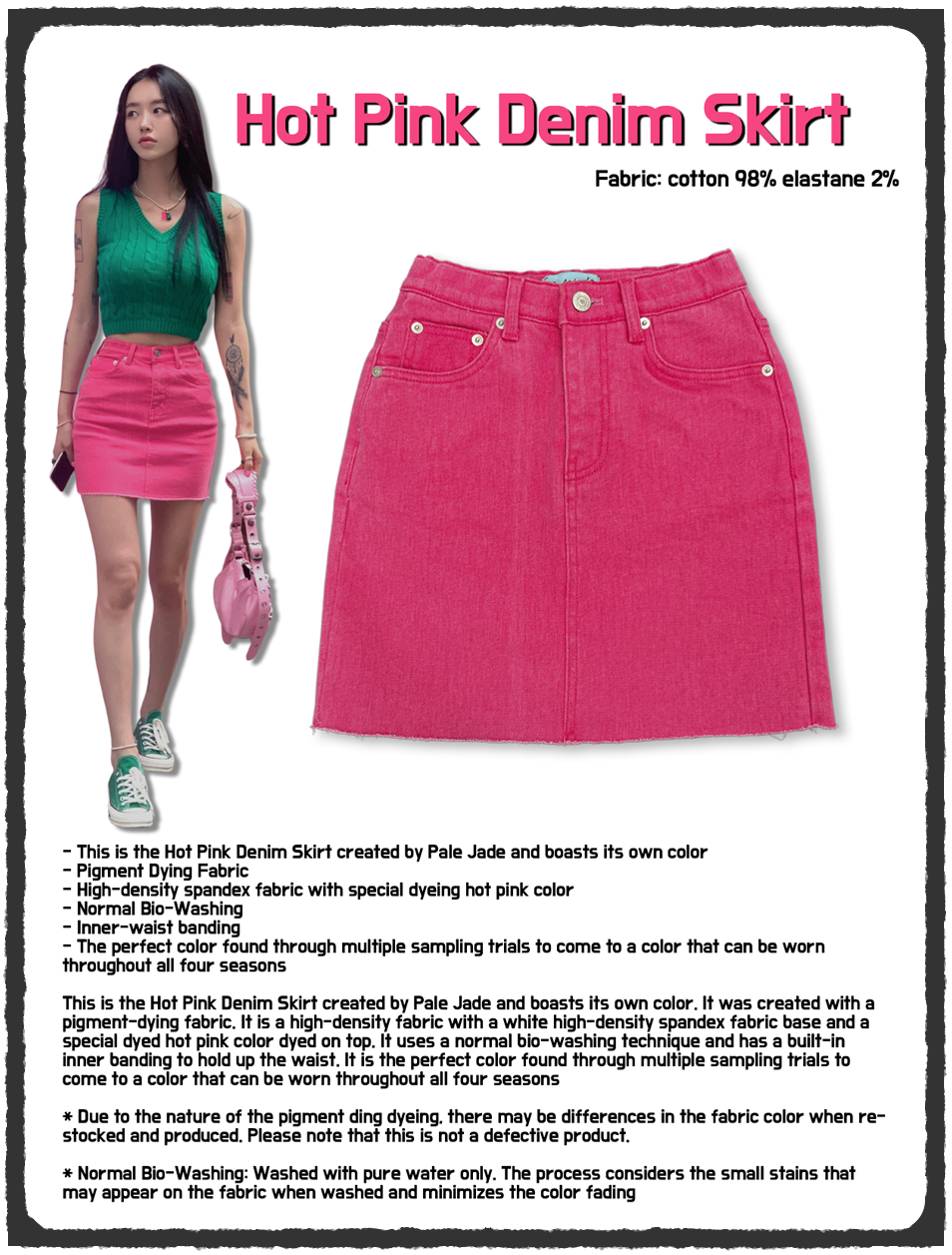 Hot Pink Denim Skirt